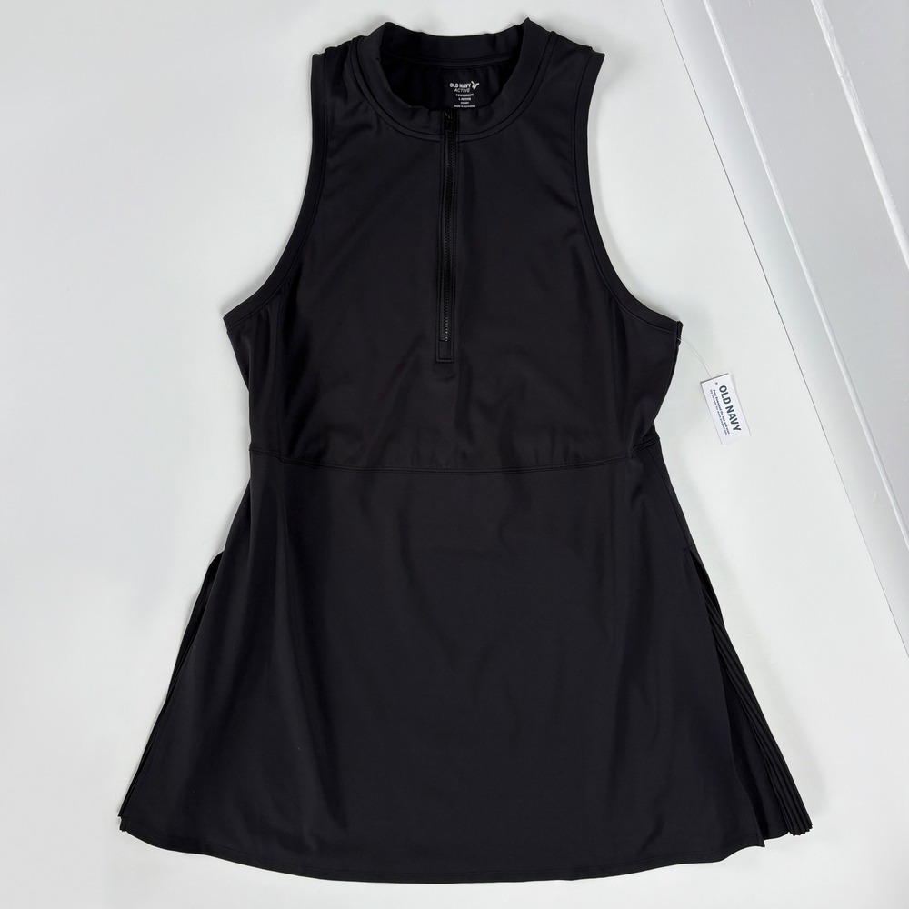 NWT MockNeck HalfZip Pleated Black Athletic Dress LP Mini Tennis Pickleball Golf - Picture 10 of 10